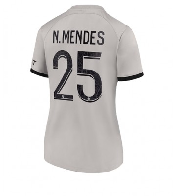 Paris Saint-Germain Nuno Mendes #25 Bortedrakt Kvinner 2022-23 Kortermet